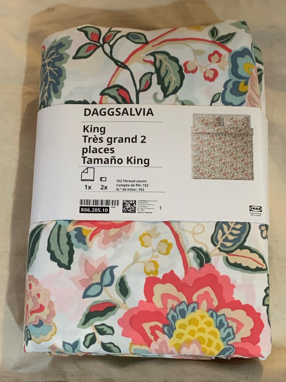 DAGGSALVIA Floral King Duvet Cover Set- Pink, Yellow, Blue, Green